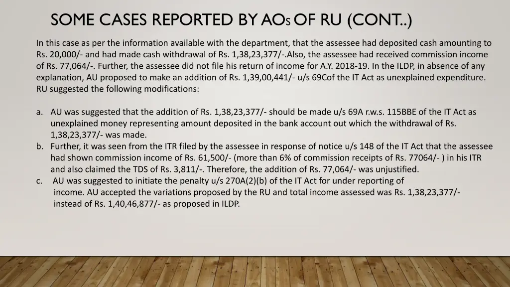 some cases reported by ao s of ru cont 8