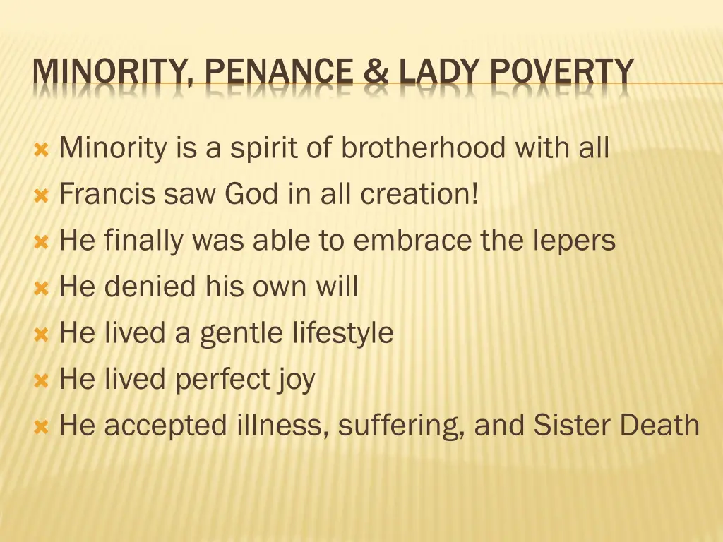 minority penance lady poverty