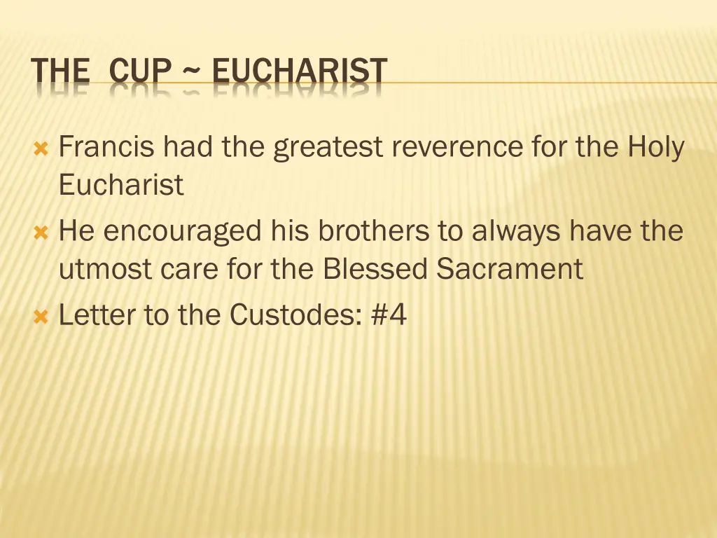 the cup eucharist