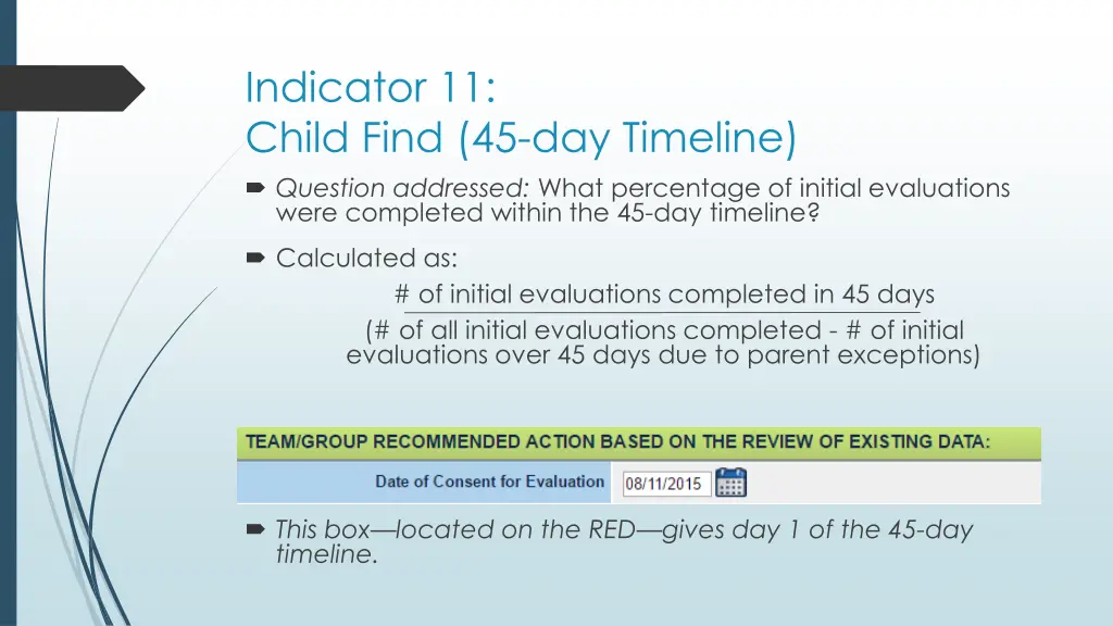 indicator 11 child find 45 day timeline question