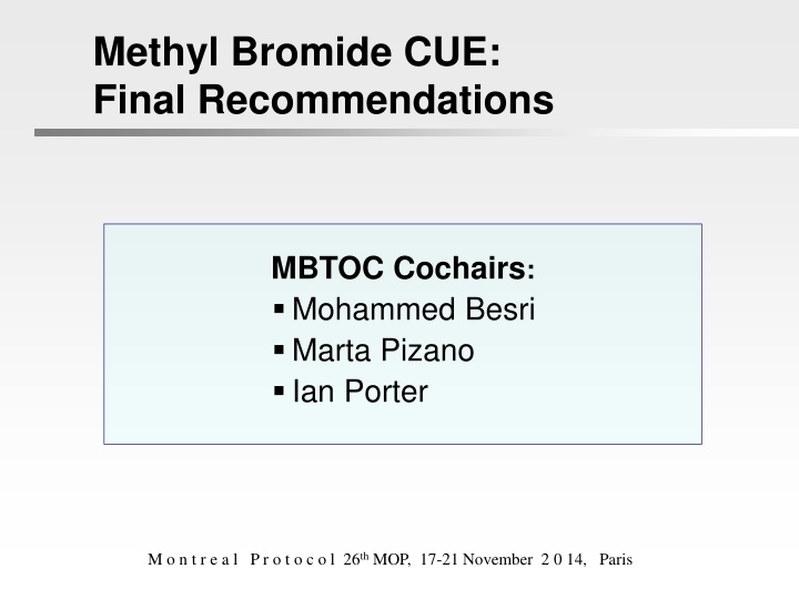 methyl bromide cue final recommendations