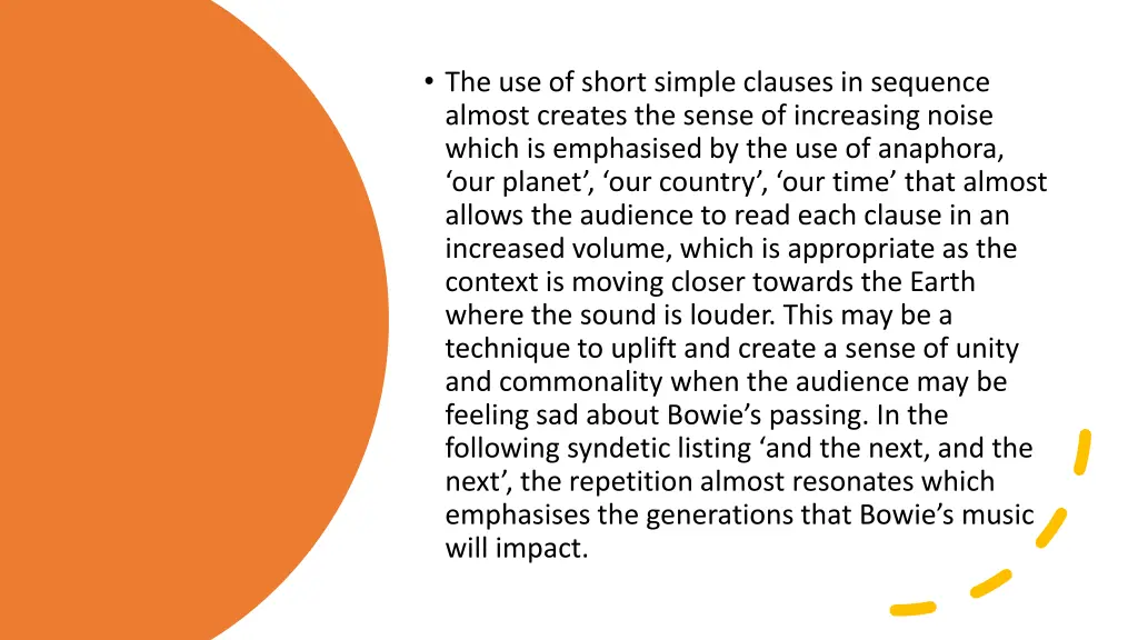 the use of short simple clauses in sequence