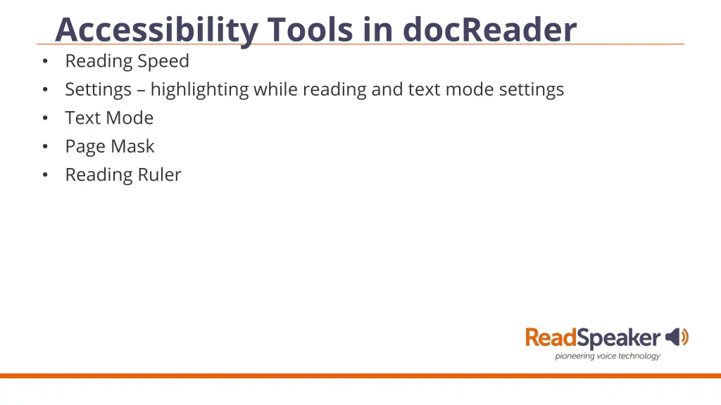 accessibility tools in docreader reading speed