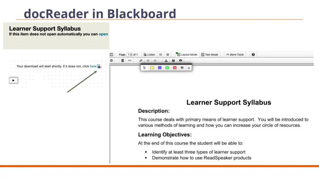 docreader in blackboard