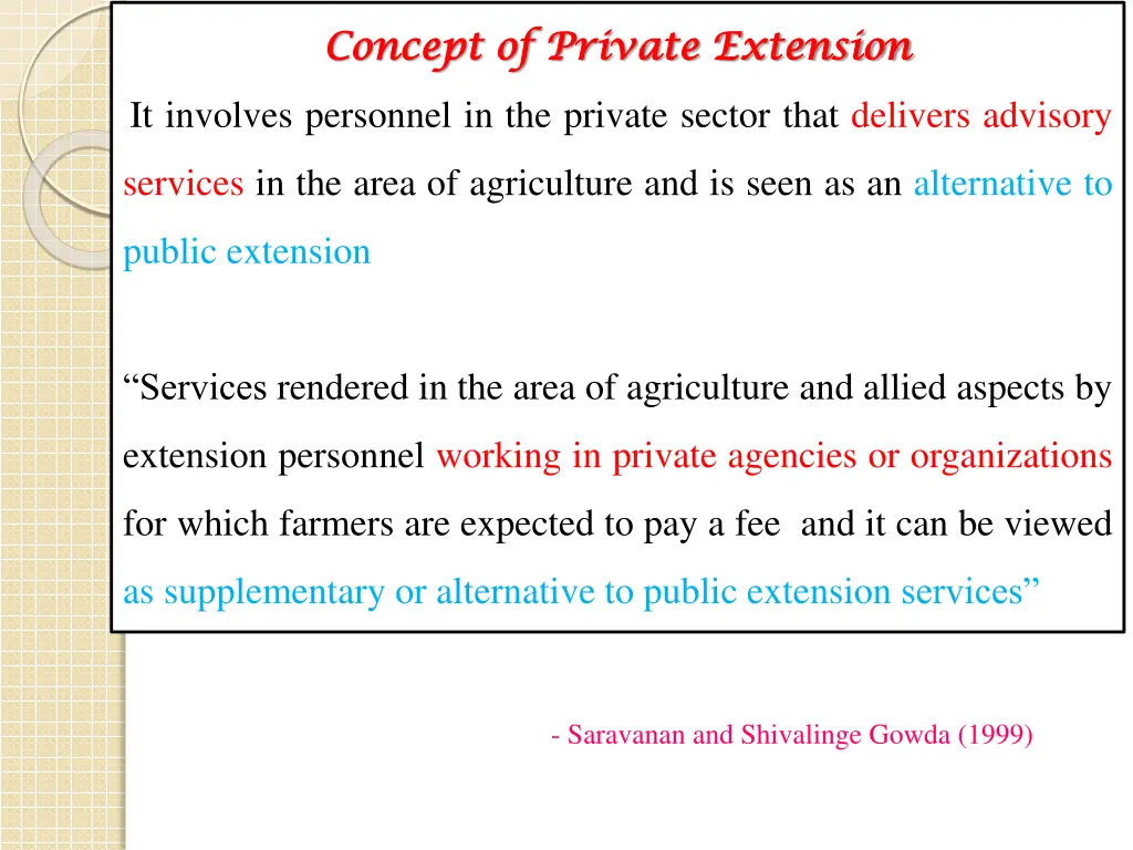 concept of private extension concept of private