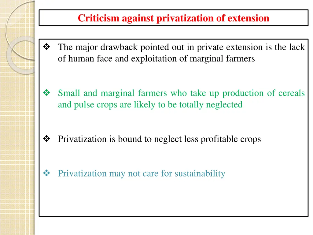 criticism against privatization of extension