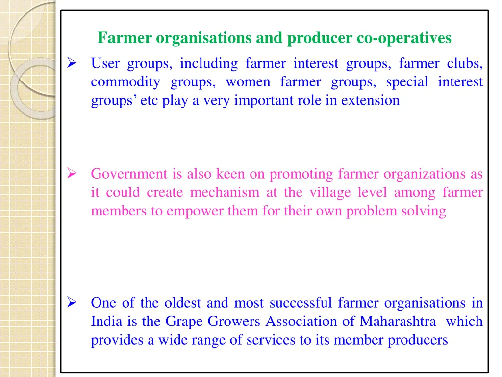 farmer organisations and producer co operatives