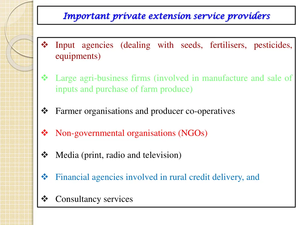 important private extension service providers