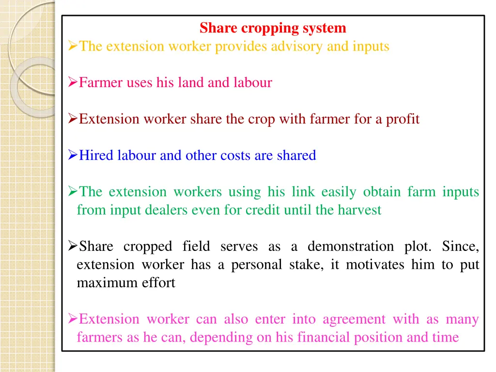 share cropping system