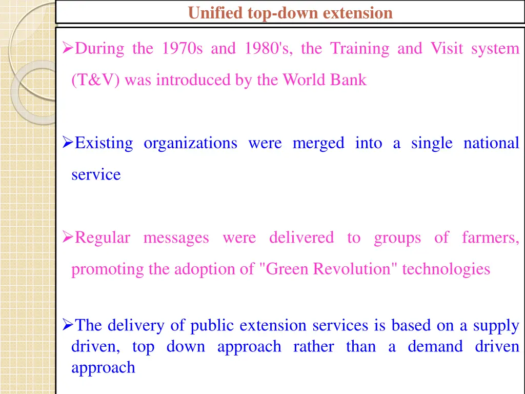 unified top down extension