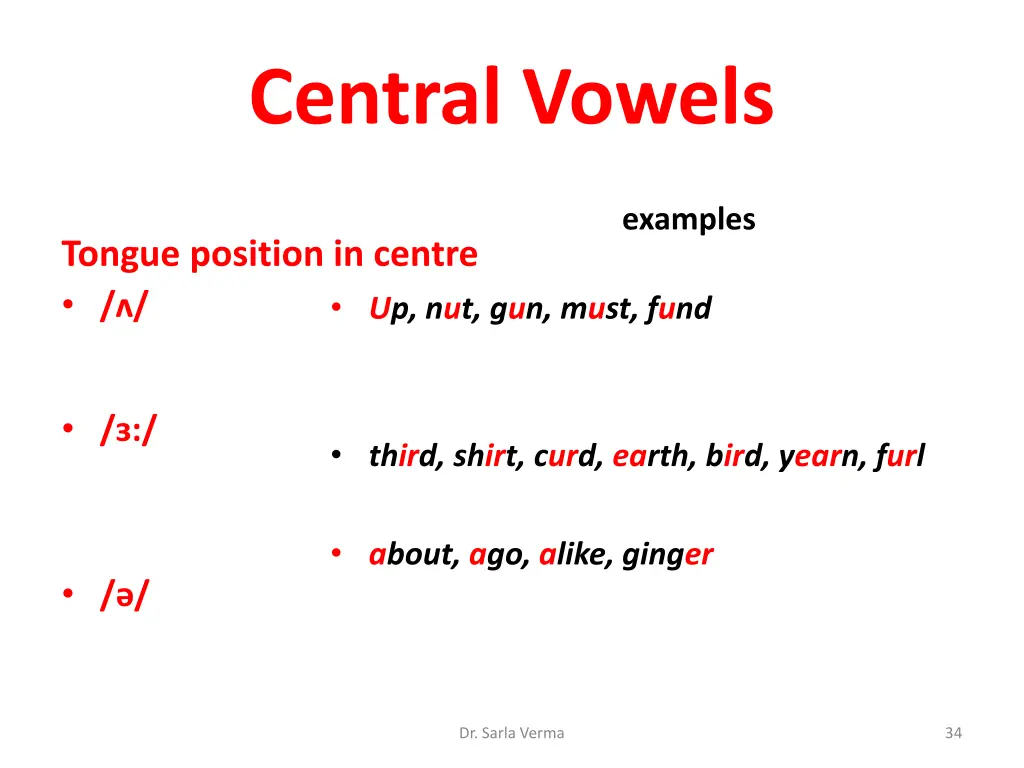 central vowels