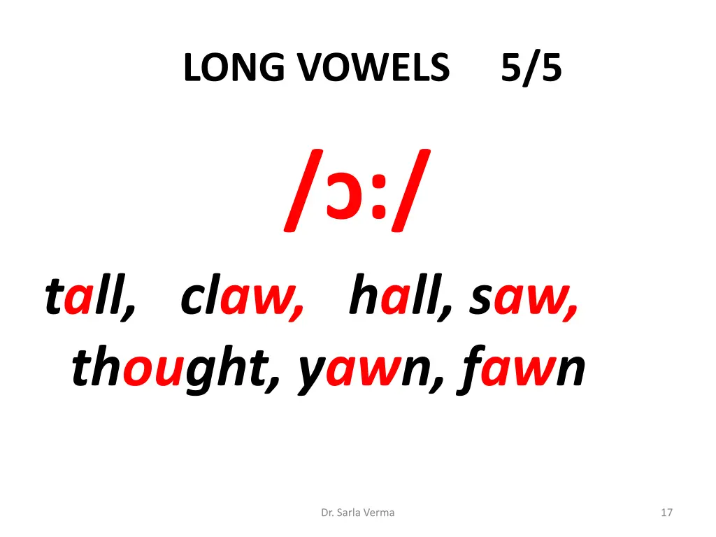 long vowels 5 5