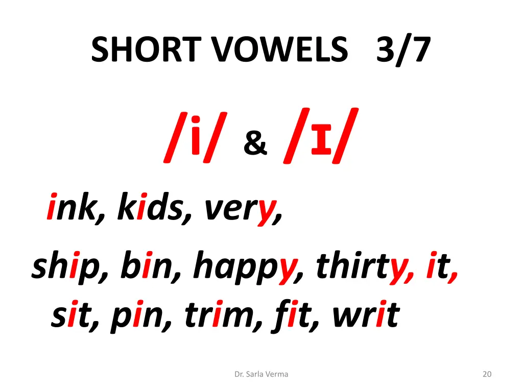 short vowels 3 7