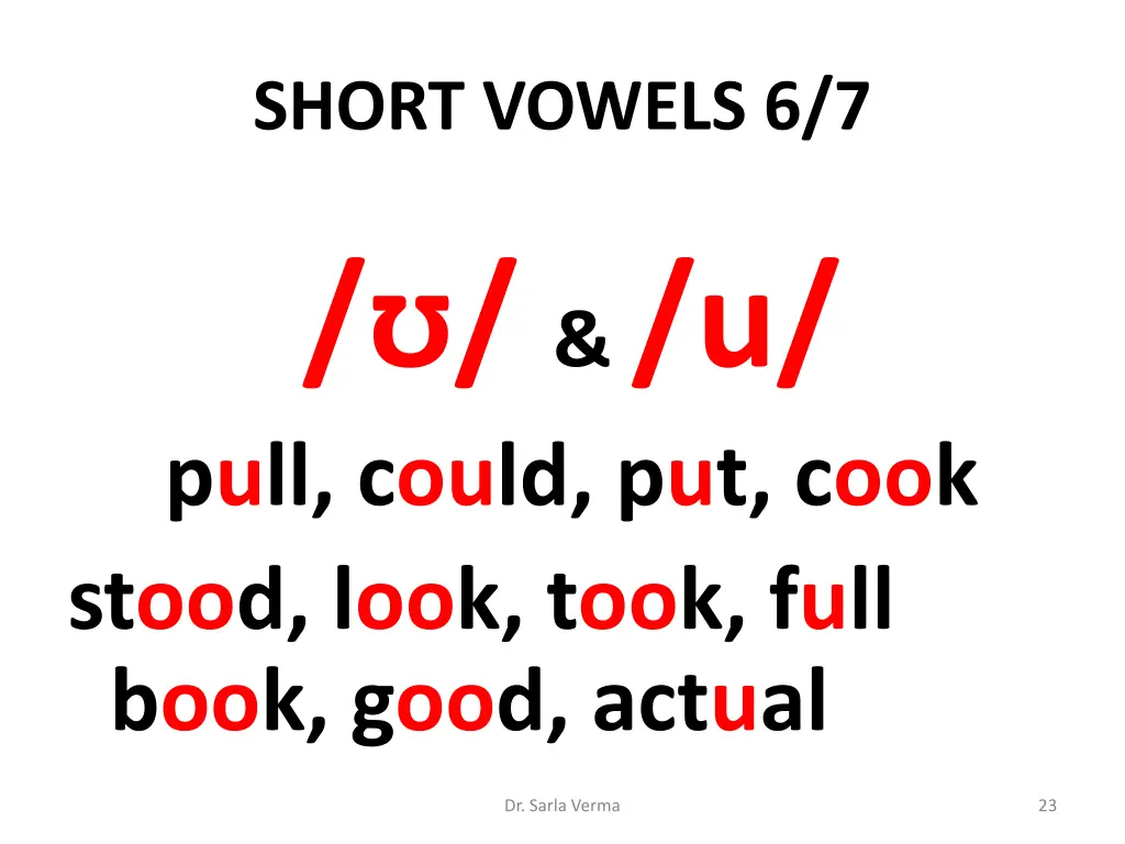 short vowels 6 7