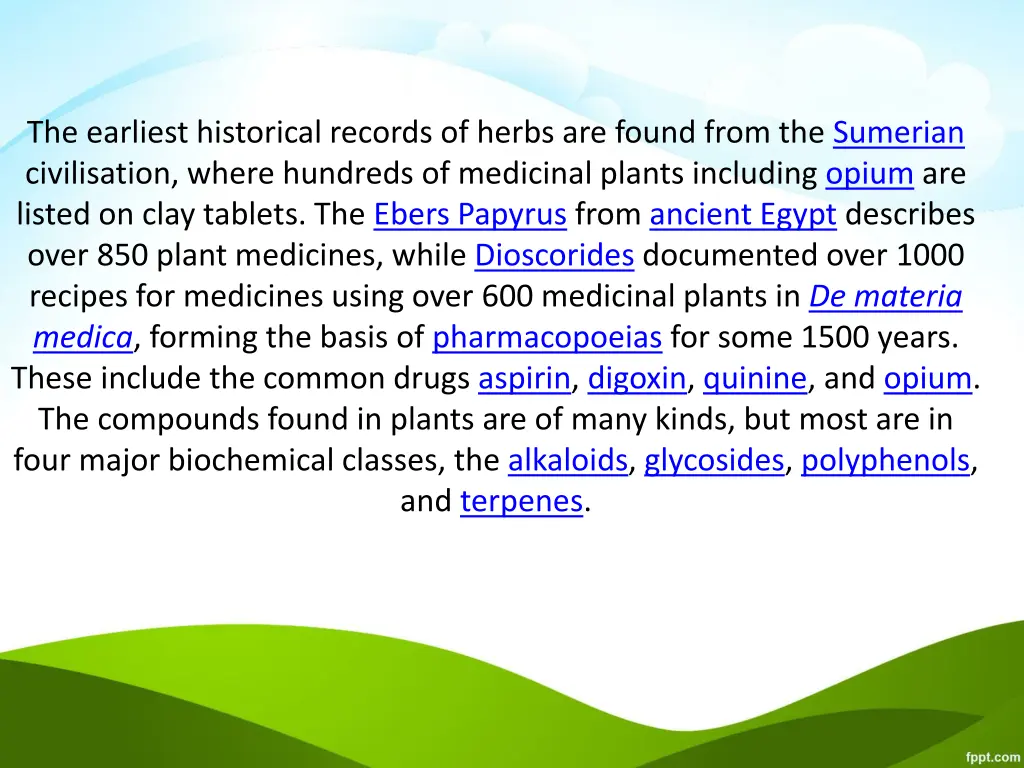 the earliest historical records of herbs