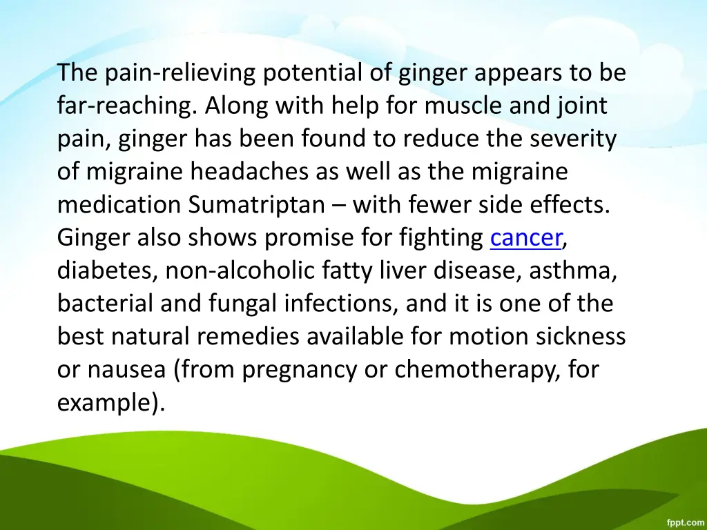 the pain relieving potential of ginger appears