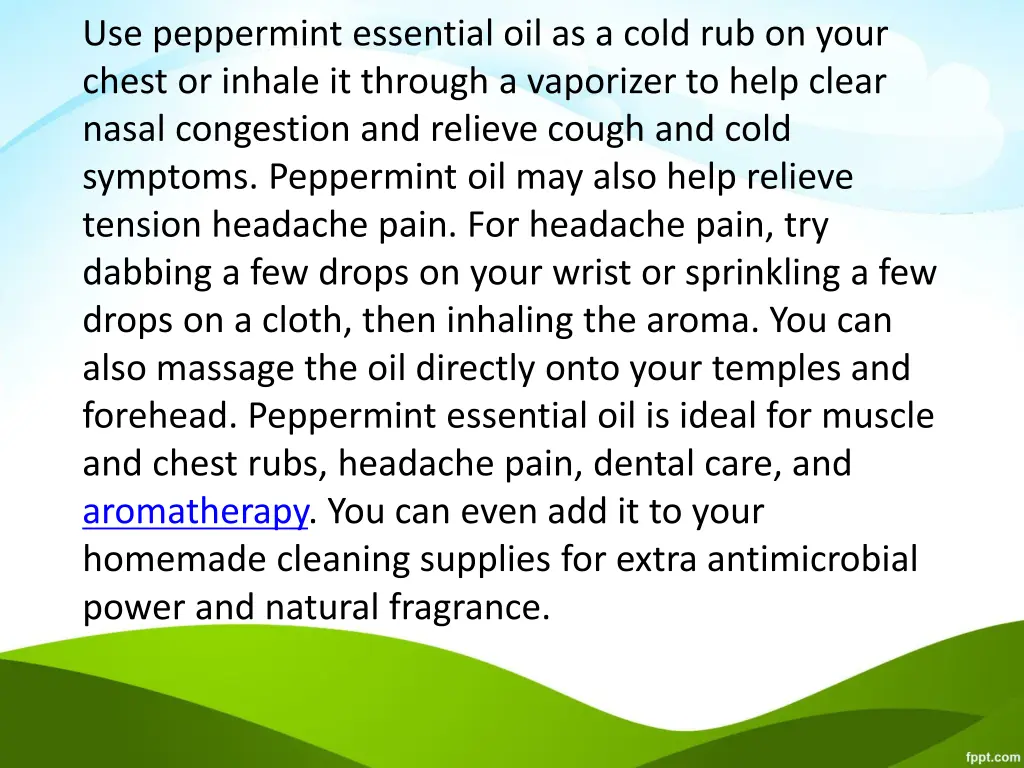 use peppermint essential oil as a cold