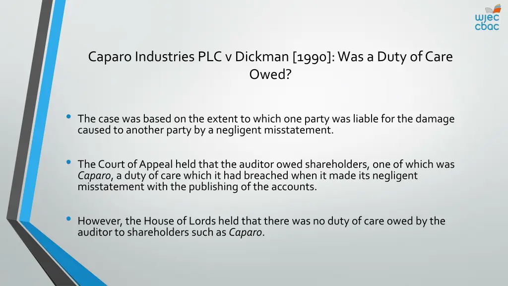 caparo industries plc v dickman 1990 was a duty