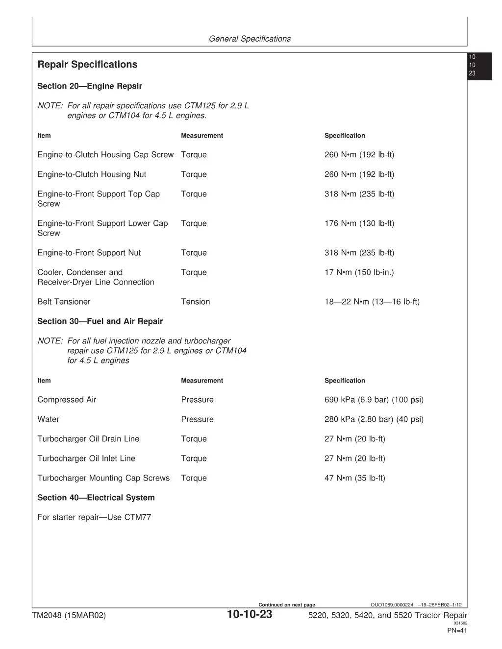 general specifications 21