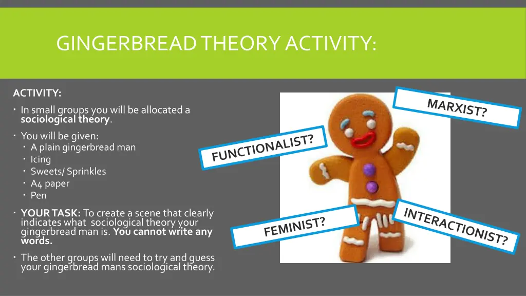 gingerbread theory activity