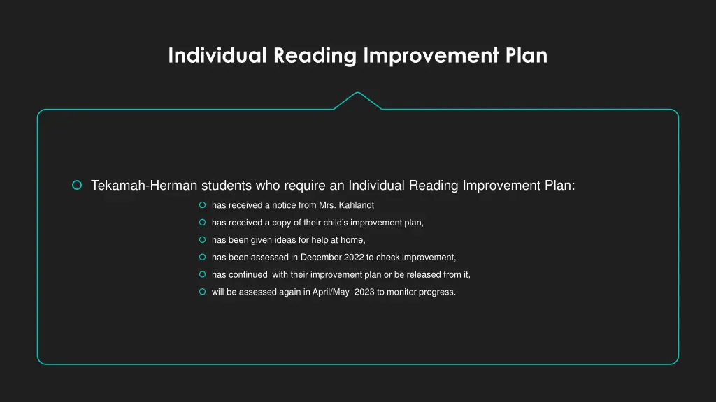 individual reading improvement plan