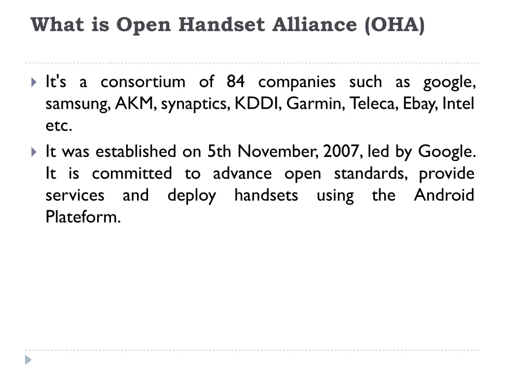 what is open handset alliance oha