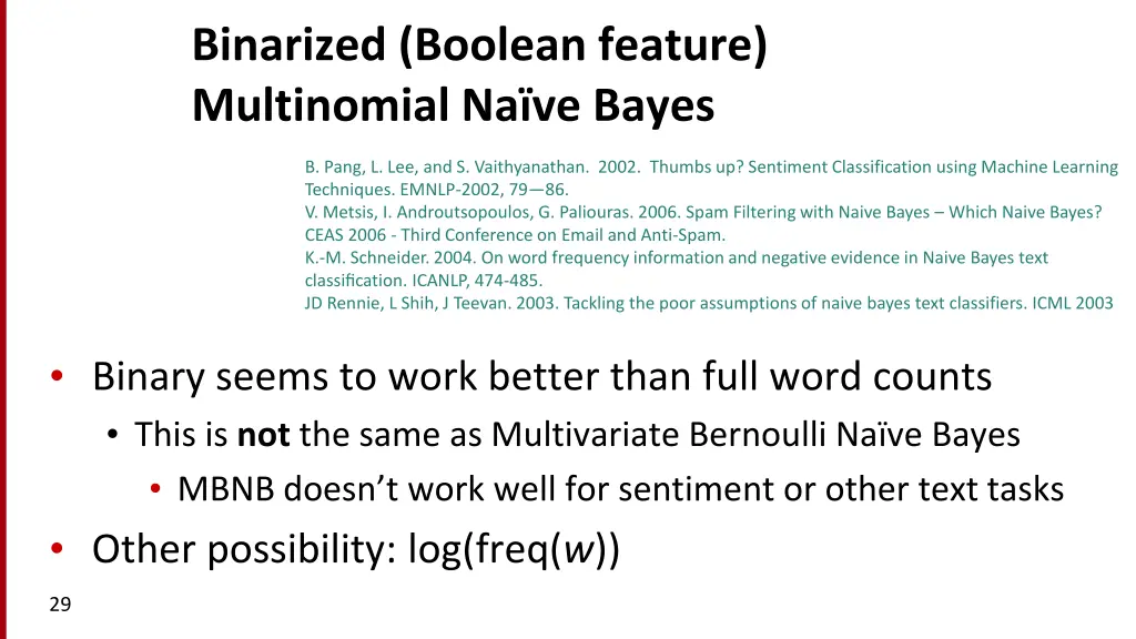 binarized boolean feature multinomial na ve bayes 1