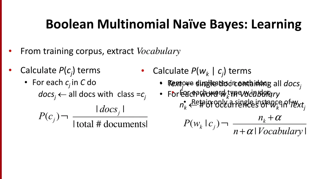 boolean multinomial na ve bayes learning