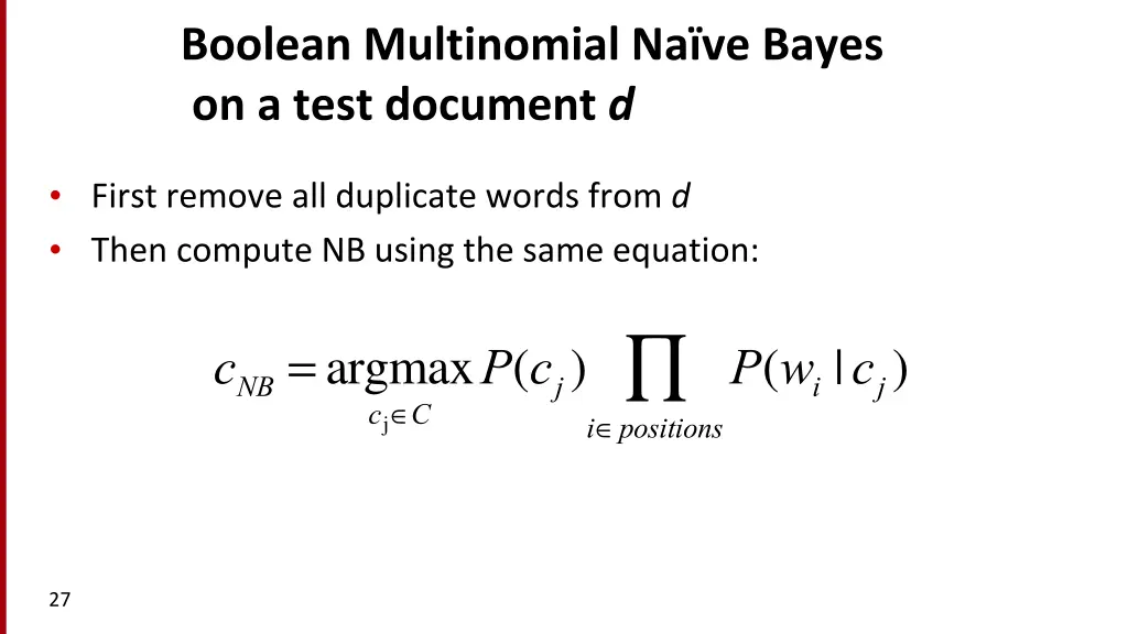 boolean multinomial na ve bayes on a test