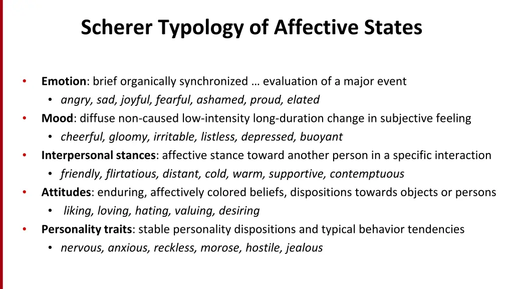 scherer typology of affective states