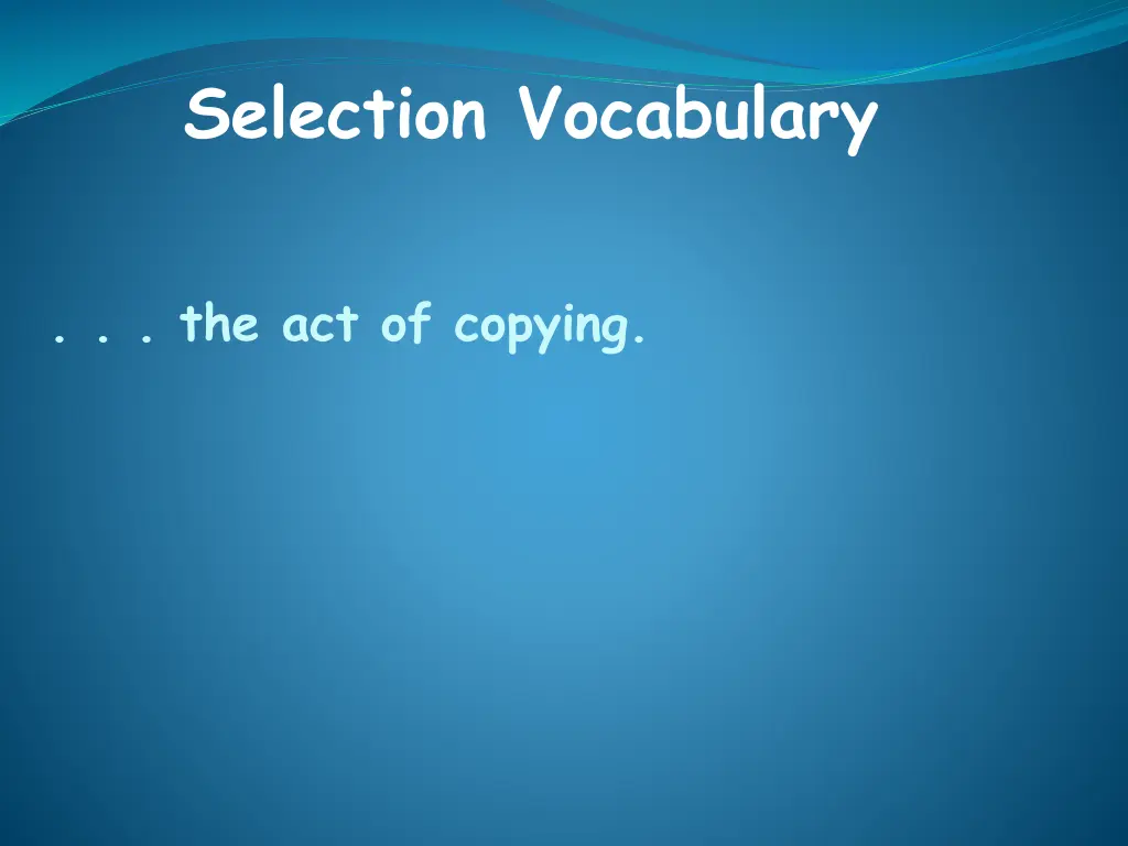 selection vocabulary 1