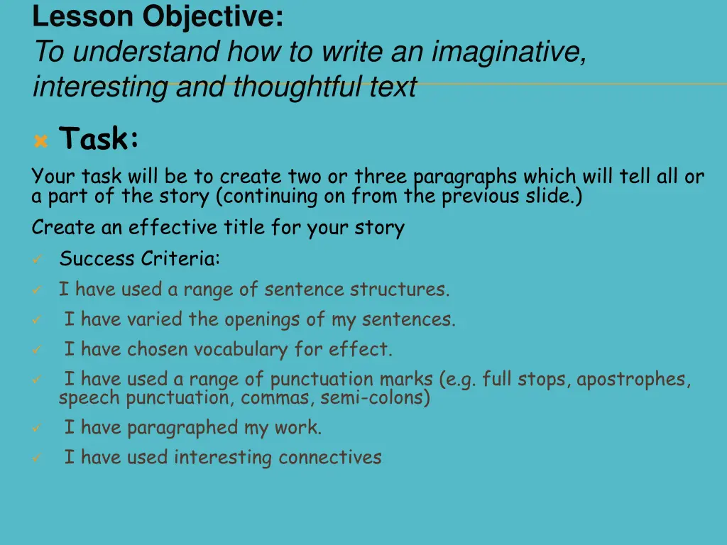 lesson objective to understand how to write