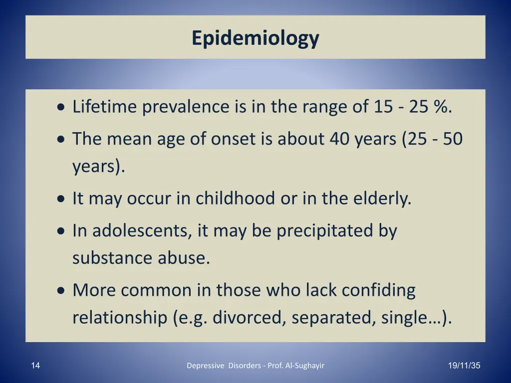 epidemiology