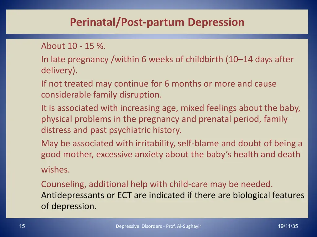 perinatal post partum depression