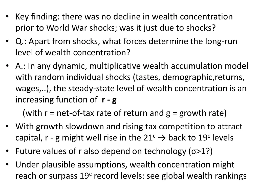 key finding there was no decline in wealth