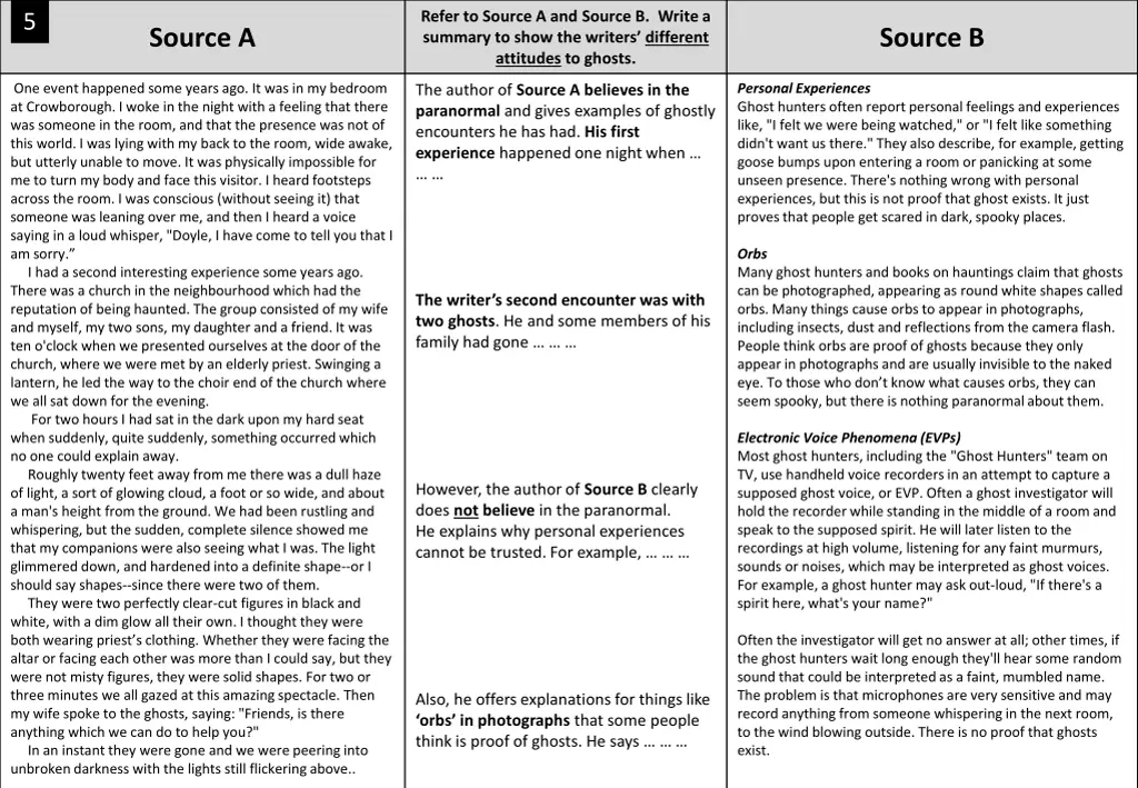 refer to source a and source b write a summary 1