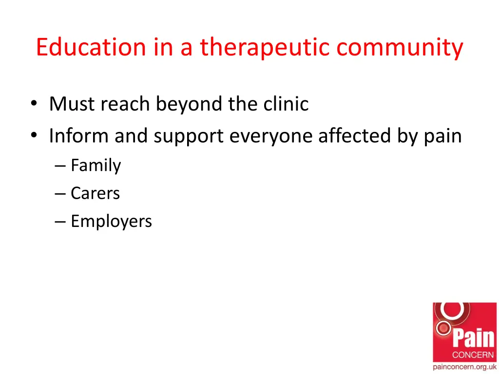 education in a therapeutic community