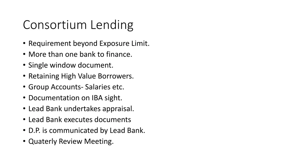 consortium lending