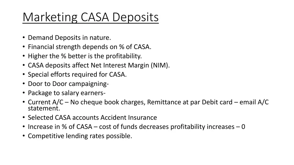 marketing casa deposits