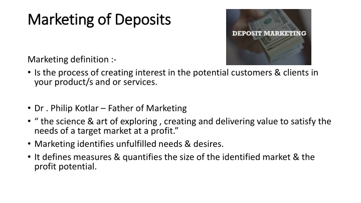 marketing of deposits marketing of deposits