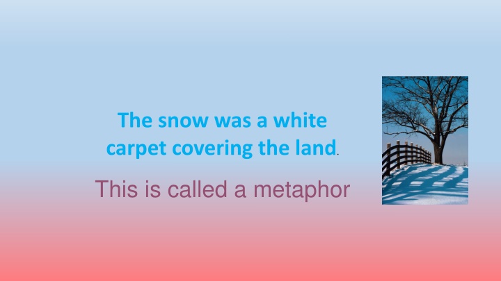 the snow was a white carpet covering the land