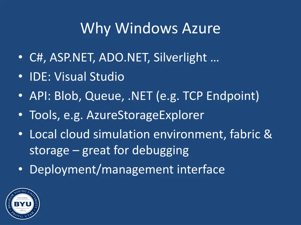 why windows azure