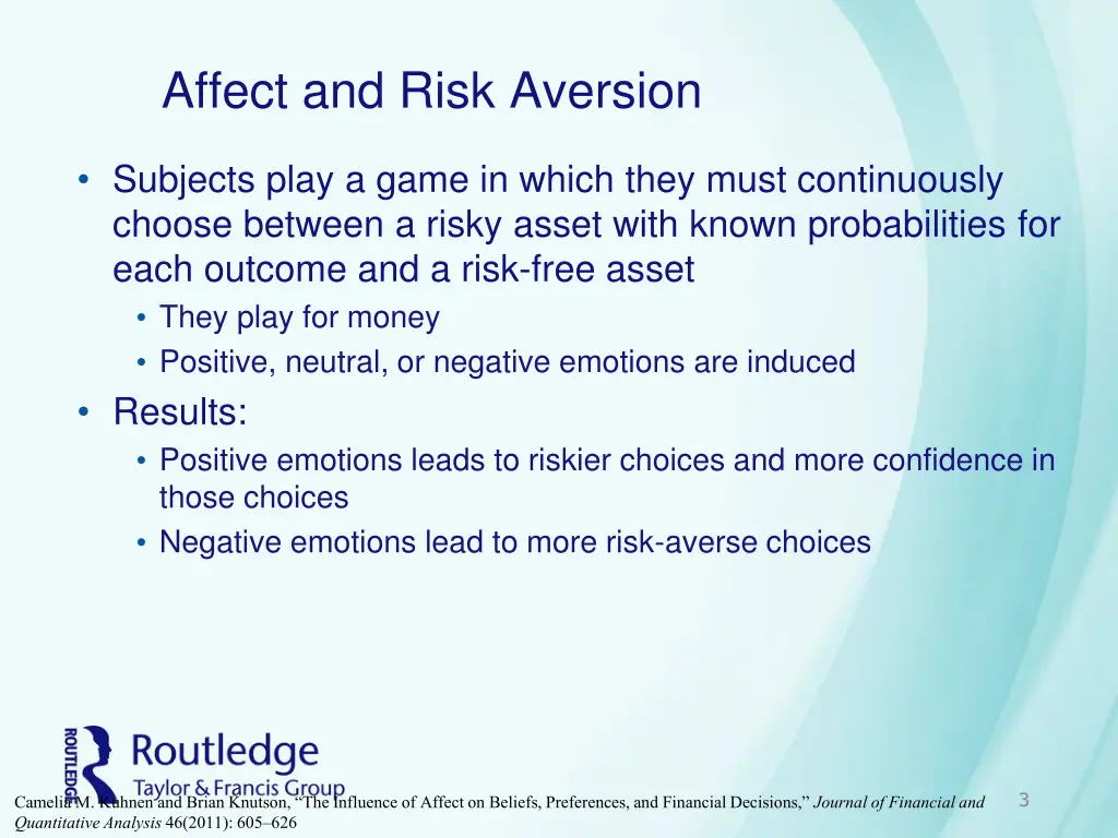 affect and risk aversion