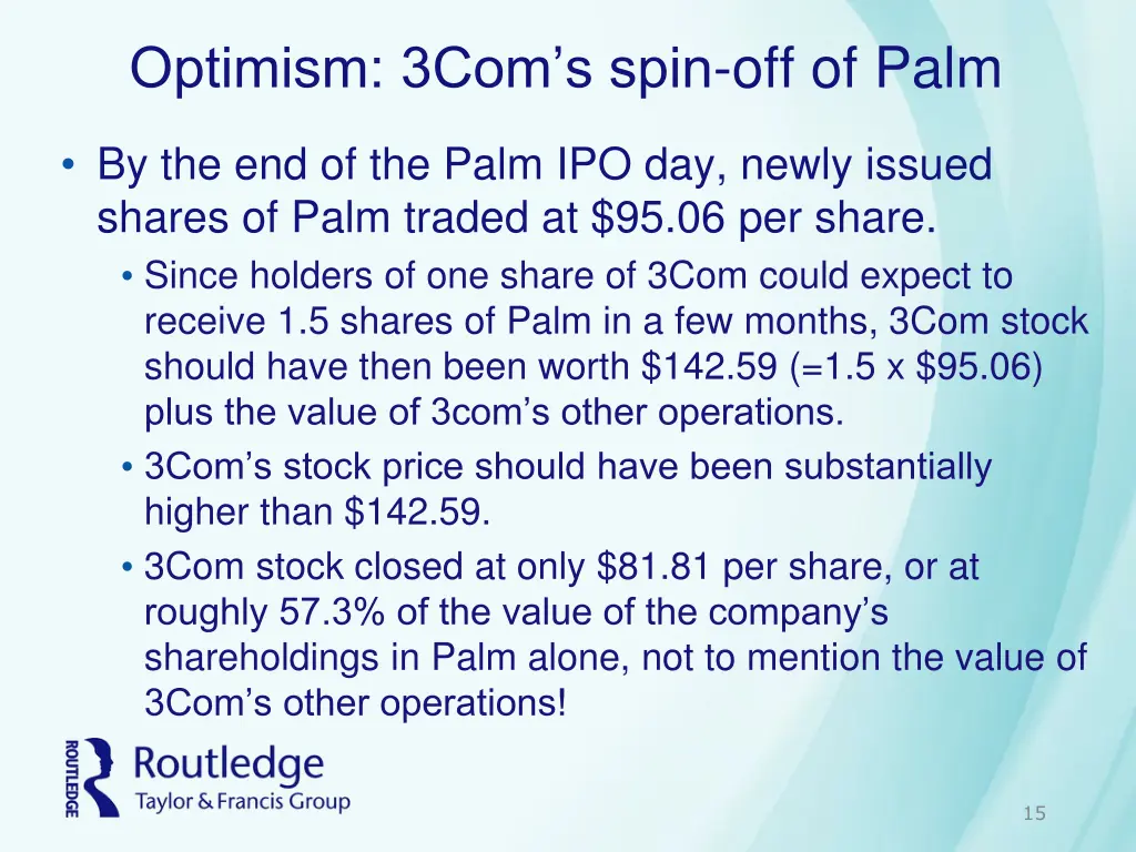 optimism 3com s spin off of palm 1