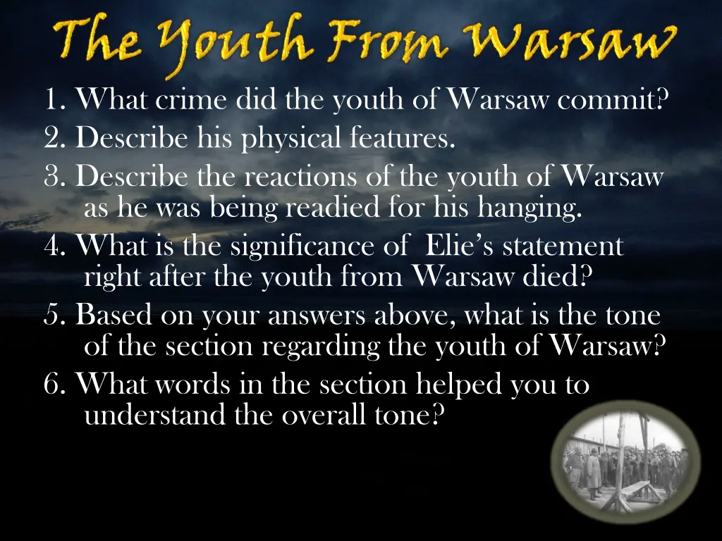 1 what crime did the youth of warsaw commit