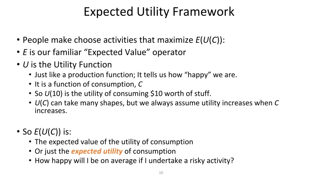 expected utility framework 1