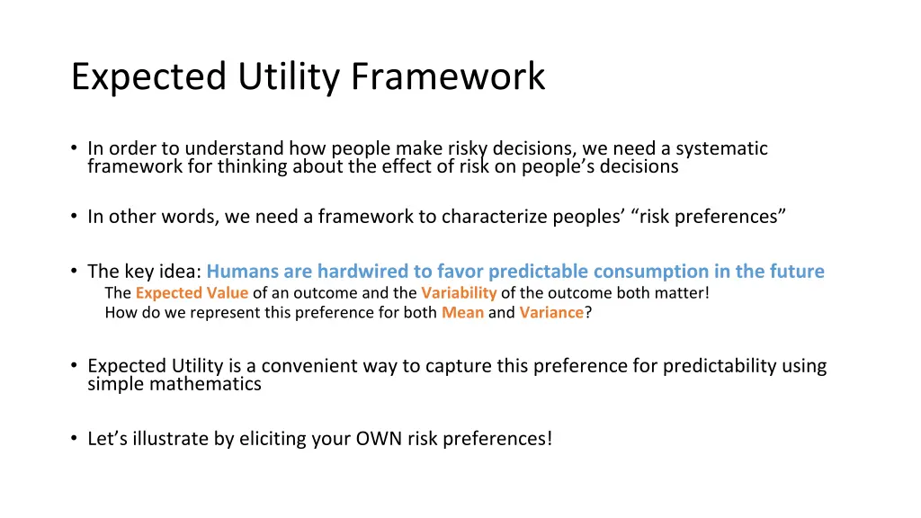 expected utility framework