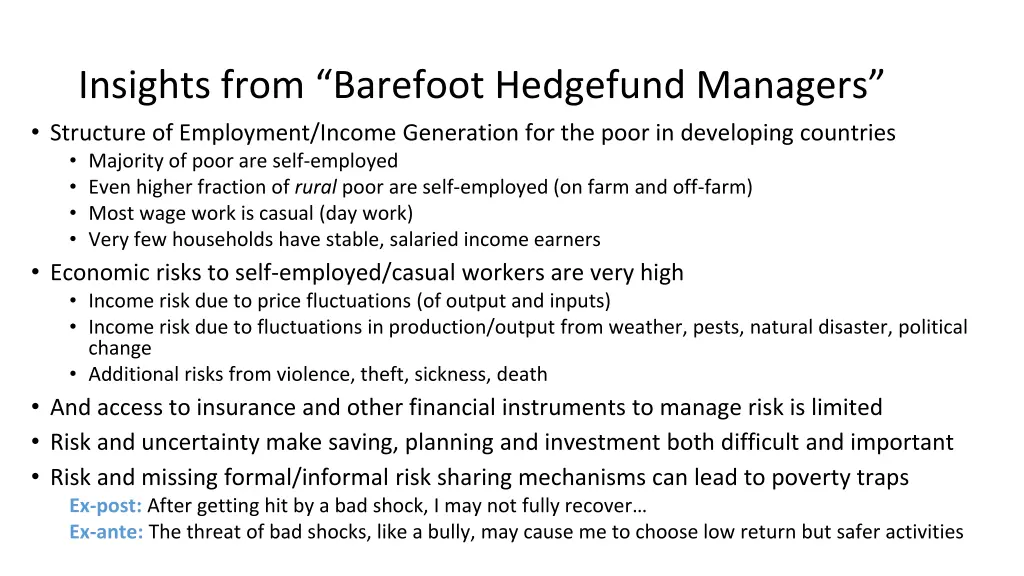 insights from barefoot hedgefund managers