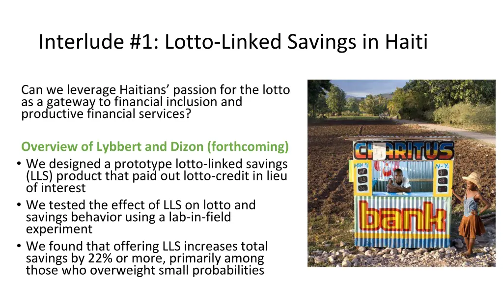 interlude 1 lotto linked savings in haiti 1