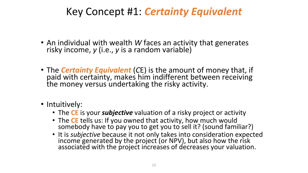 key concept 1 certainty equivalent